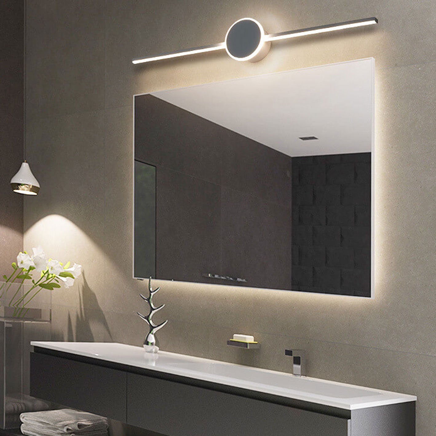 Nordic Minimalist LED Wall Sconce - Long Disc Vanity Light