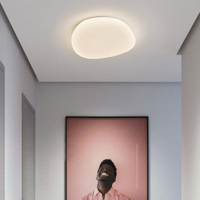 Modern Minimalist Pebble Shape LED Flush Mount Ceiling Light for Bedroom