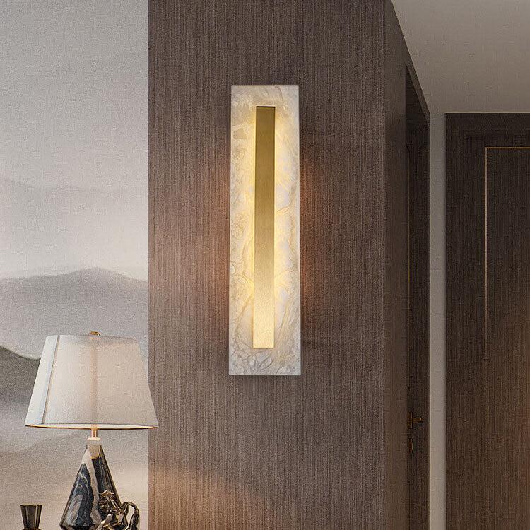 Light Luxury Brass Marble LED Wall Sconce - Oval Square Design