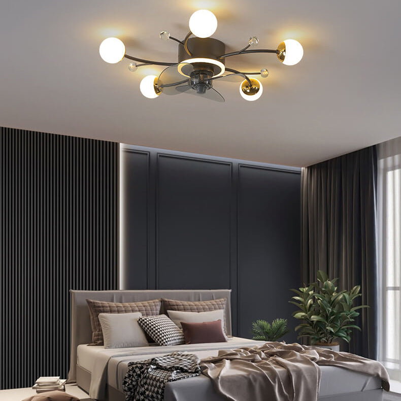 Nordic Light Luxury 5/7-Light LED Flush Mount Ceiling Fan