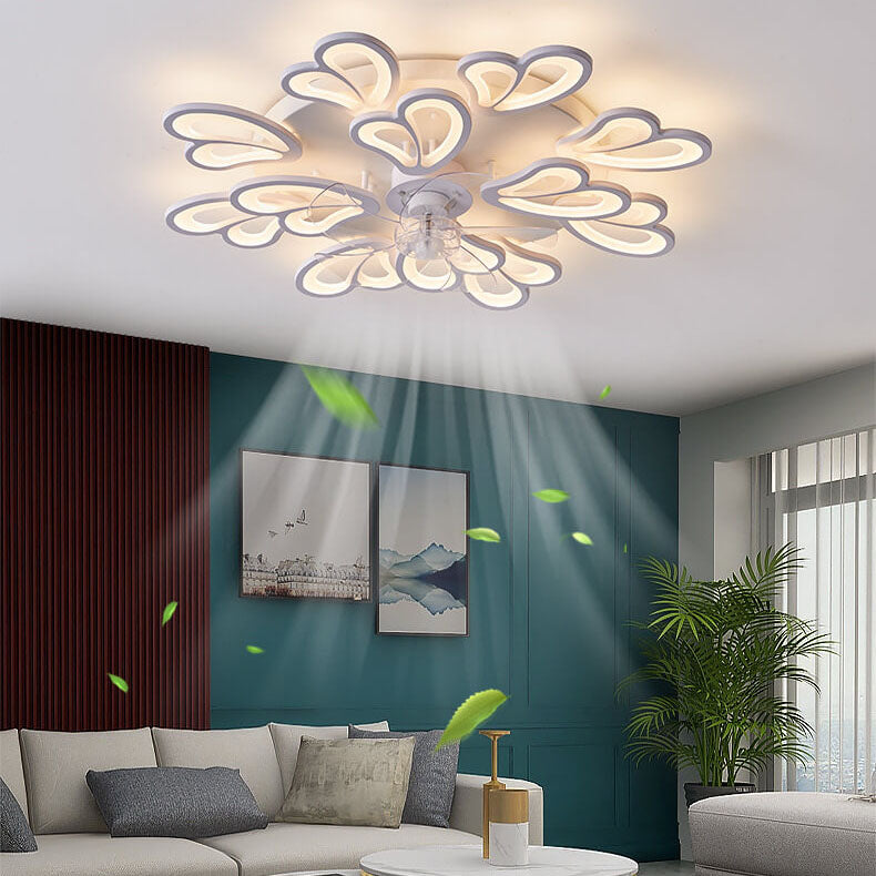Scandinavian Minimalist Heart LED Flush Mount Ceiling Fan Light