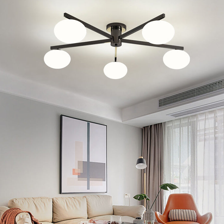 Nordic Light Luxury Glass Ball Semi-Flush Mount Ceiling Light - 3/4/5 Lights