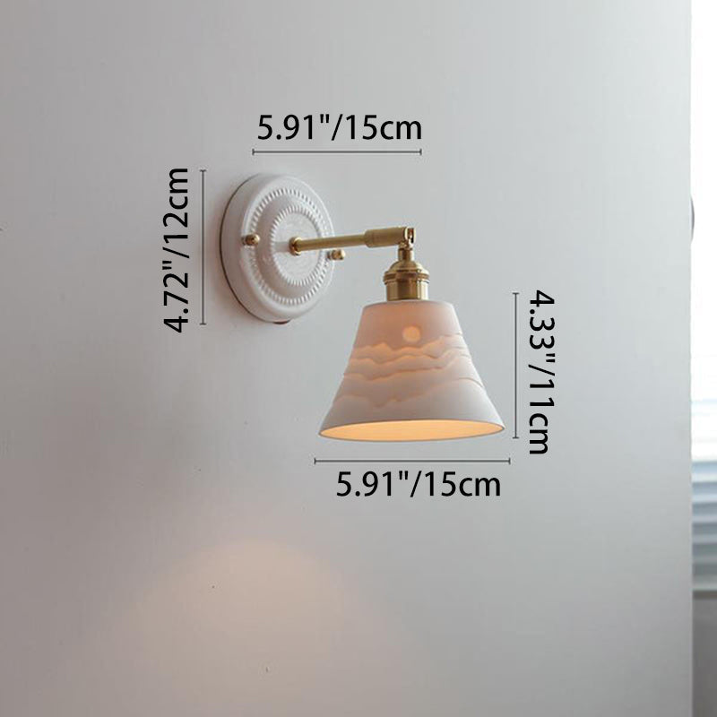 Traditional Vintage Round Ceramic Brass Wall Sconce Lamp for Living Room