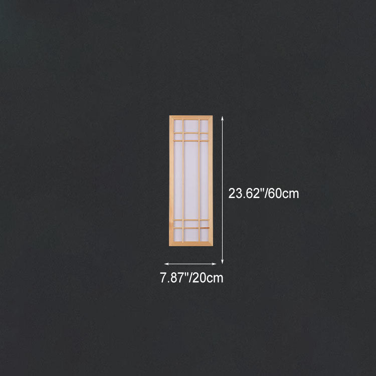 Traditional Japanese Solid Wood LED Wall Sconce for Bedroom
