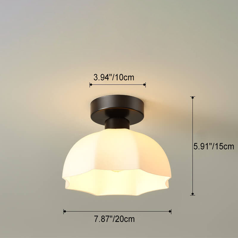 Scandinavian Modern Iron Glass Ceramic Flower Diamond Semi-Flush Mount Light