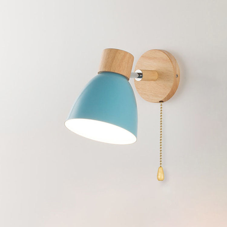 Modern Minimalist Macaron Iron Wood Wall Sconce Lamp - 1 Light Home Decor