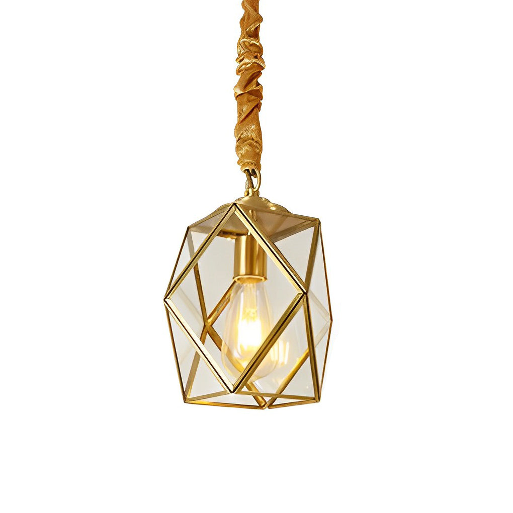 Retro Copper Industrial Chandelier - Small Glass Ceiling Light