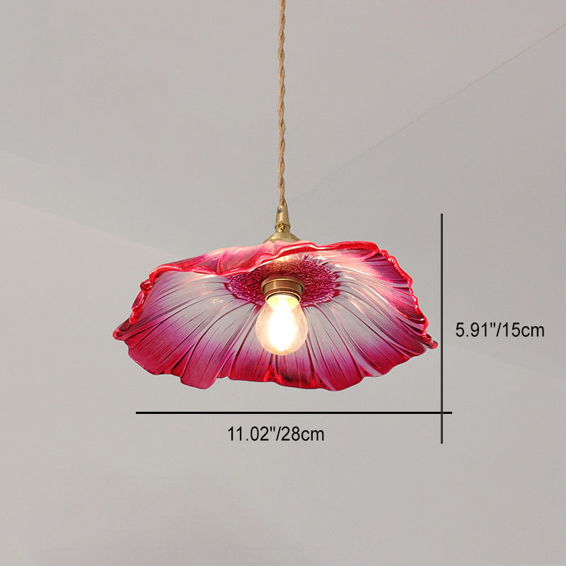 Modern Art Deco Sunflower Copper Glass Pendant Light - Living Room Essential