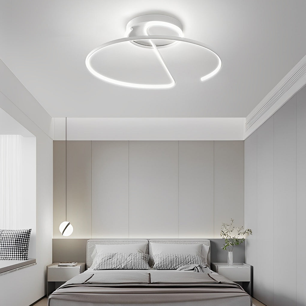 Semi Circle Modern LED Ceiling Light - Dimmable Streamlined Metal Fixture