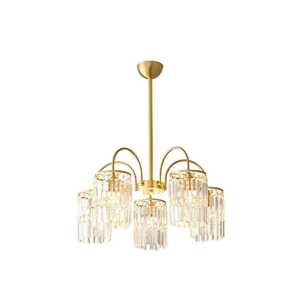 Crystal Shade Copper Curved Arms Luxury Chandelier Light