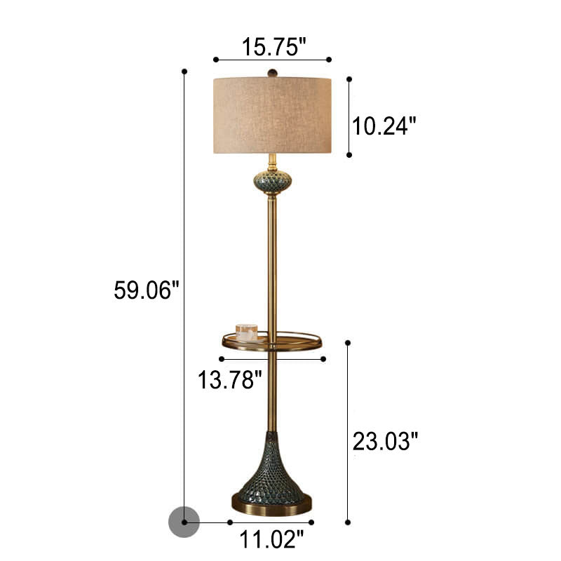 European Light Luxury Floor Lamp with Ceramic Hardware - 1-Light Design Fabric Shade