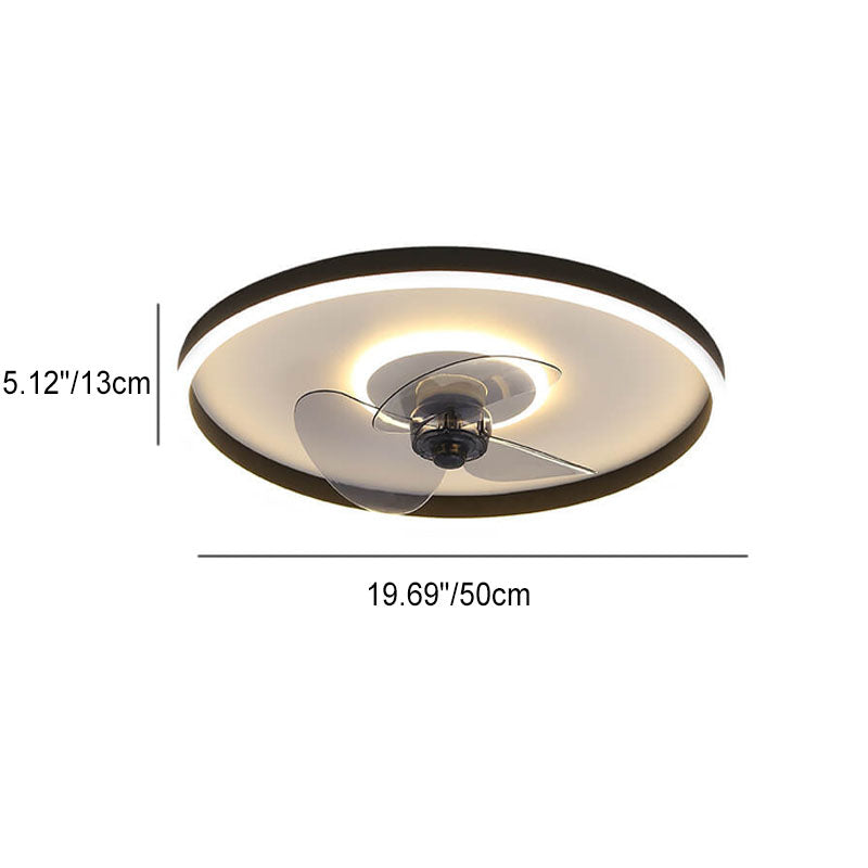 Contemporary Nordic Round LED Flush Mount Ceiling Fan Light for Living Room & Bedroom