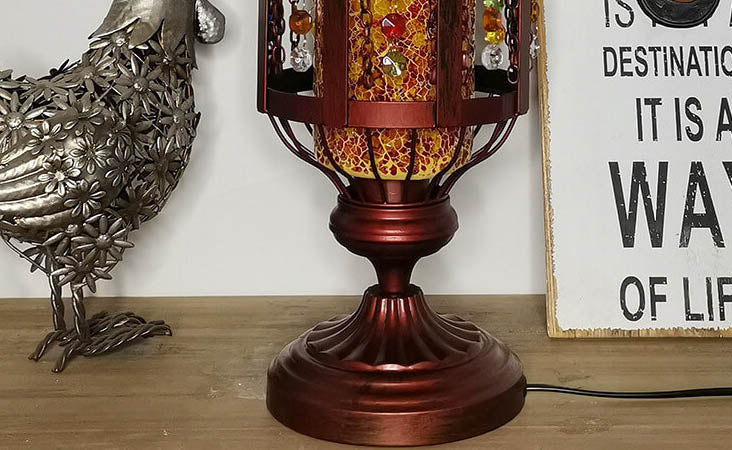 Vintage Turkish Stained Glass Lantern Table Lamp - 1-Light Decorative Lighting for Home, Bohemian Style Desk Lamp, Unique Gift Idea