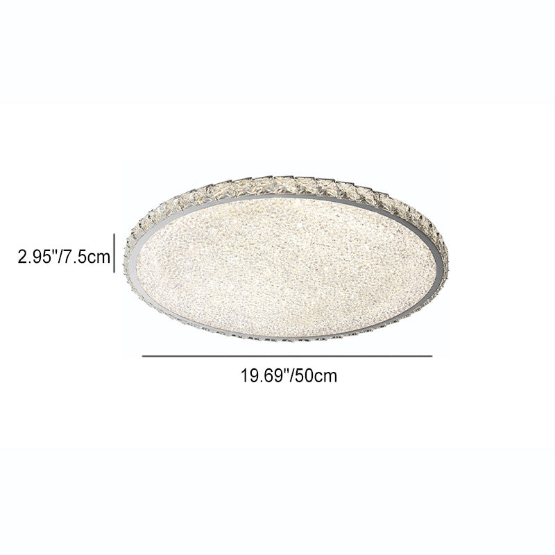 Modern Luxury LED Flush Mount Ceiling Light - Stainless Steel & Crystal Design for Living Room
