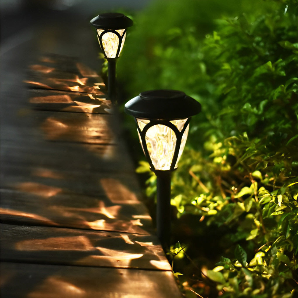 Modern Black Solar Lawn Lights - 2-Pack Smart LED Outdoor Lighting
