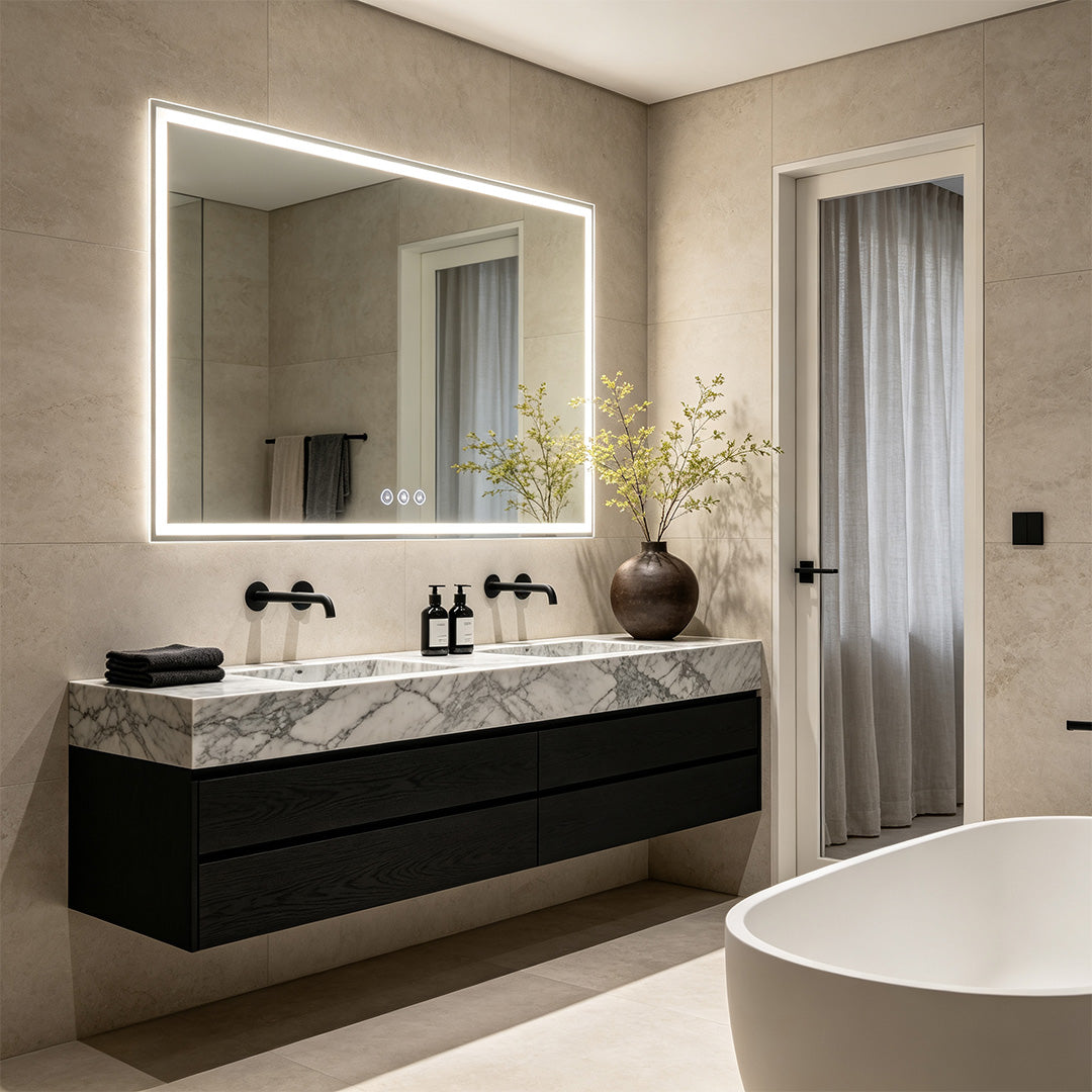 Smart LED Bathroom Vanity Mirror Lights Rectangular Design Adjustable Brightness Dimmable Light Strip Makeup Lighting Energy Efficient Modern Home Decor Stylish Illumination for Beauty Routine Mirror Lights for Makeup and Grooming