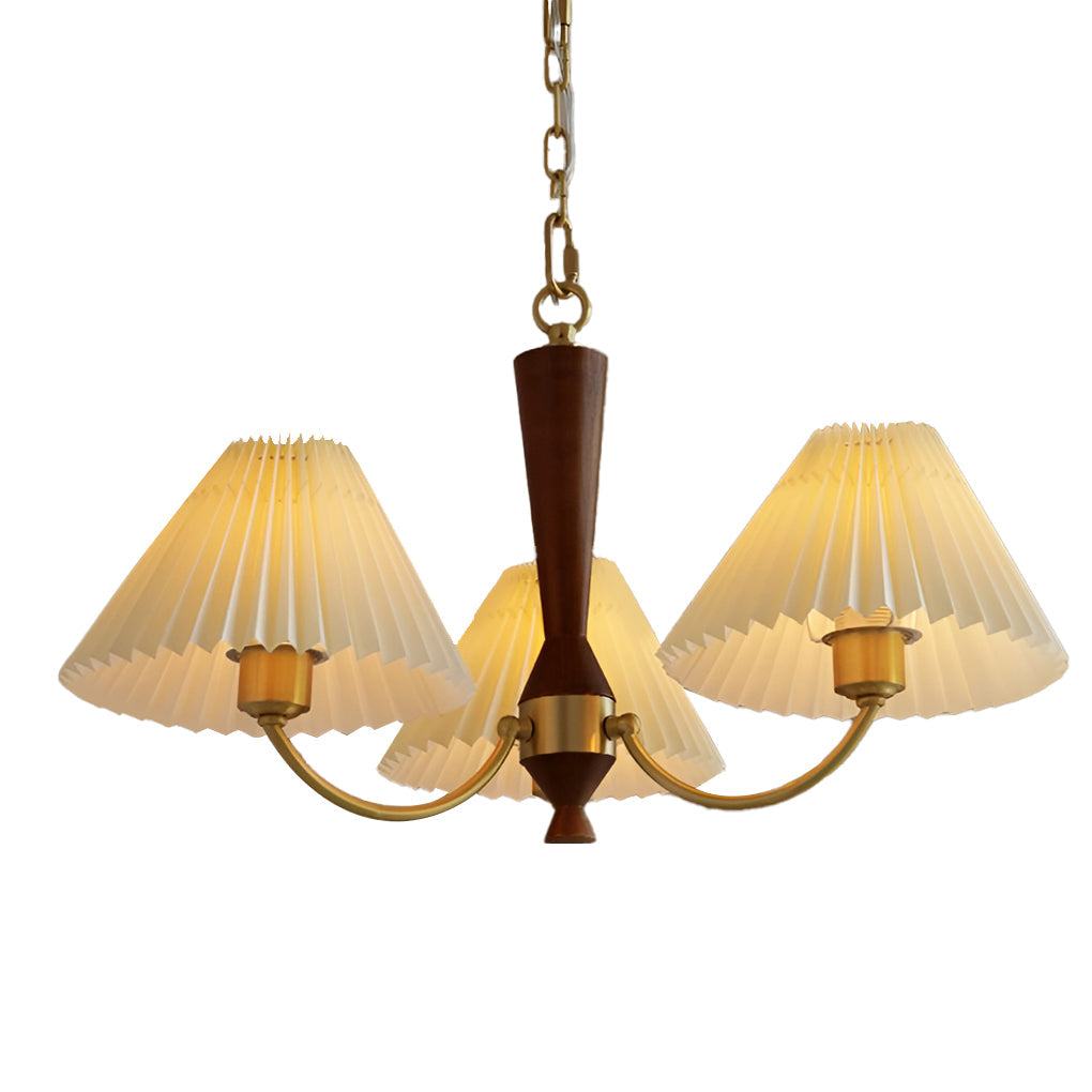3-Light Pleated Lampshade LED Nordic Chandelier Pendant