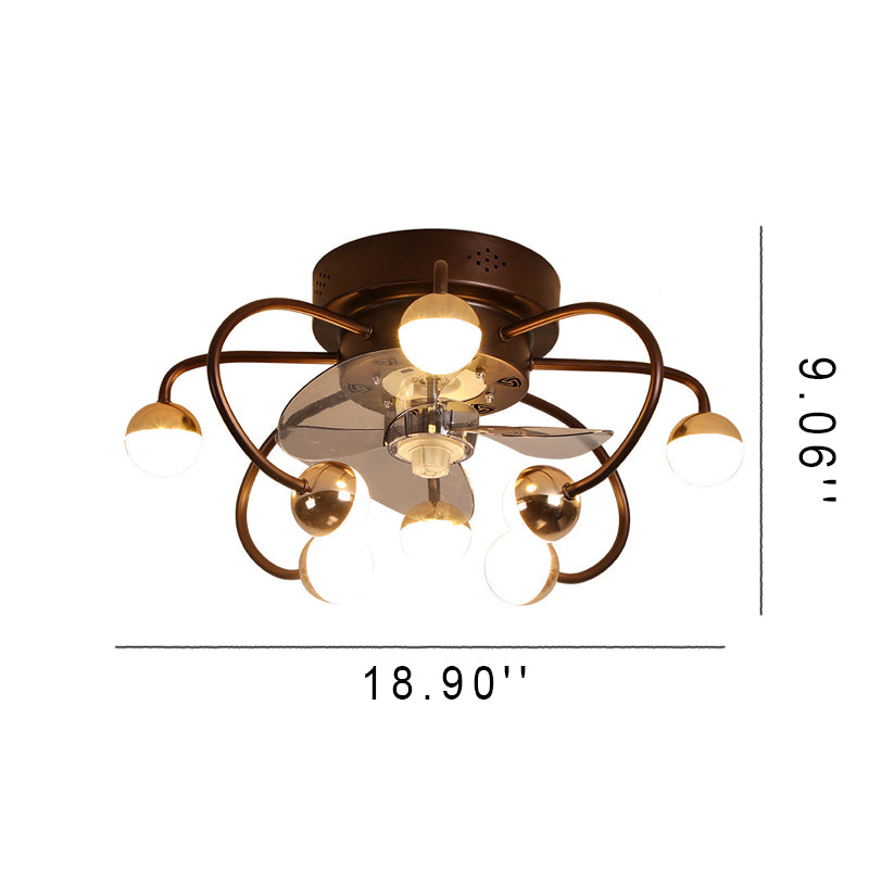 Nordic Creative Cage LED Semi-Flush Mount Ceiling Fan Light