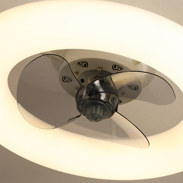 Modern Creative Circle LED Semi-Flush Mount Ceiling Fan Light - Stylish Home Lighting & Energy-Efficient Ceiling Fixture
