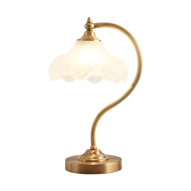 Vintage Copper Glass Petal Shade 1-Light Table Lamp for Bedroom