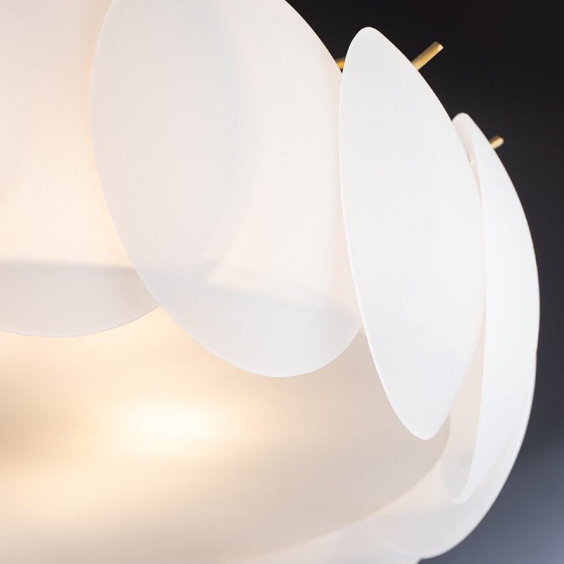 French Glass Round Drum Semi-Flush Mount Ceiling Light - 5/6 Light Fixture, Elegant Lighting, Modern Design, Home Decor, Living Room Illumination