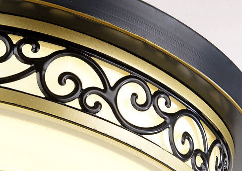 Vintage Circle Patterned Edge Iron LED Flush Mount Light