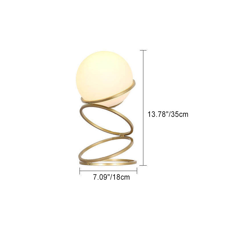 Modern Minimalist Spiral Circle Table Lamp - 1-Light Iron & Glass for Living Room & Bedroom