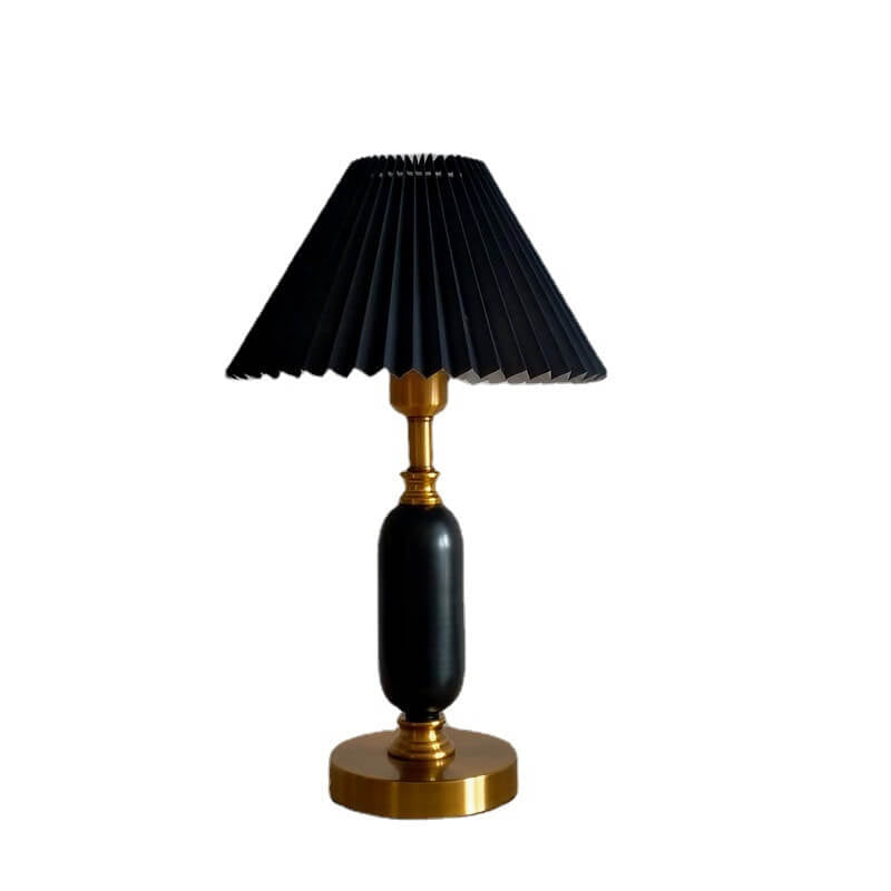 Traditional French Pleated Shade Metal Table Lamp for Bedroom