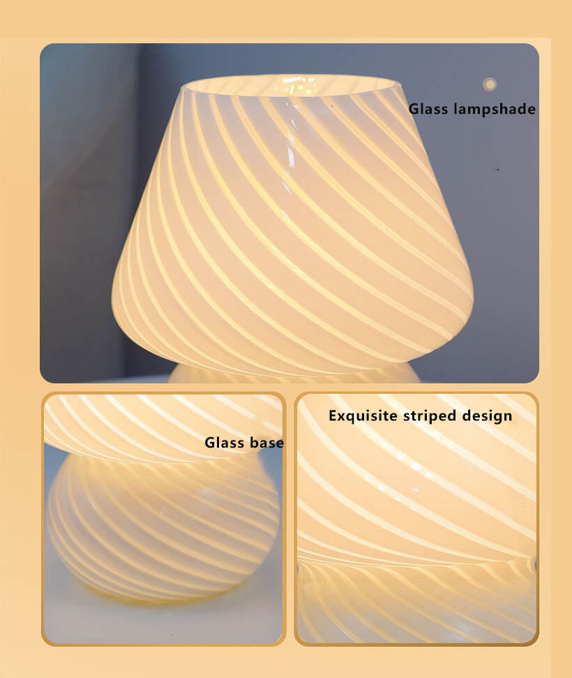 Retro Glass Mushroom LED Night Light Table Lamp