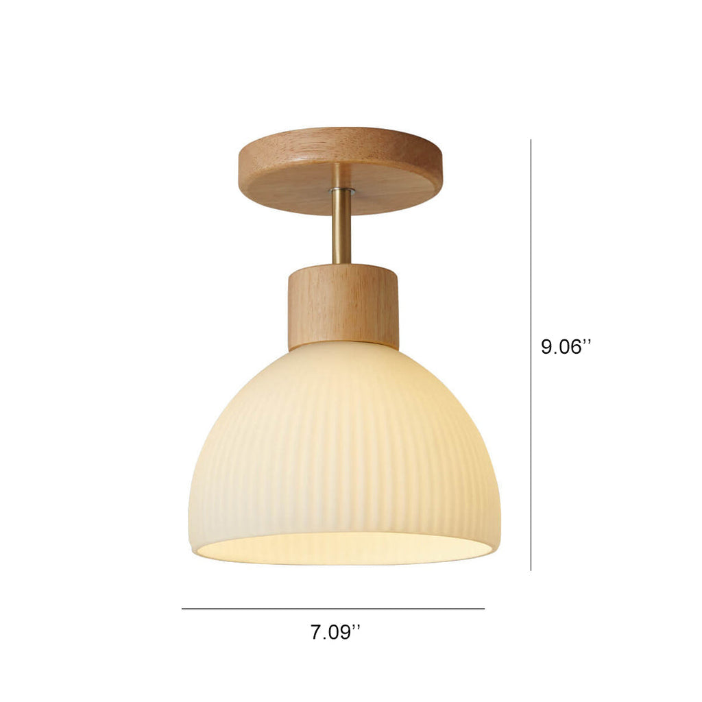 Nordic Glass Half Round 1-Light Semi-Flush Mount Ceiling Light Fixture