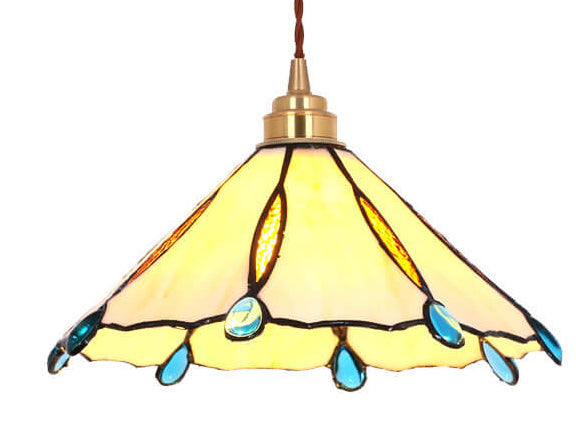 Vintage Tiffany Stained Glass Umbrella Pendant Light - 1-Light Fixture for Home Decor