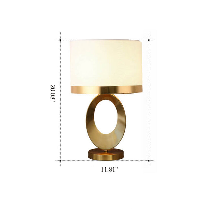Modern Luxury Fabric Ring Base 1-Light Table Lamp - Elegant Indoor Lighting, Stylish Home Decor, Contemporary Design, Soft Glow, Bedroom or Living Room Accent, Unique Lighting Solution