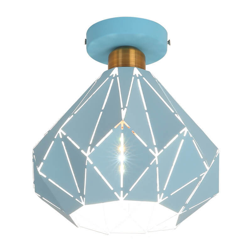 Modern Macaron 1-Light Diamond Dome Semi-Flush Mount Ceiling Light