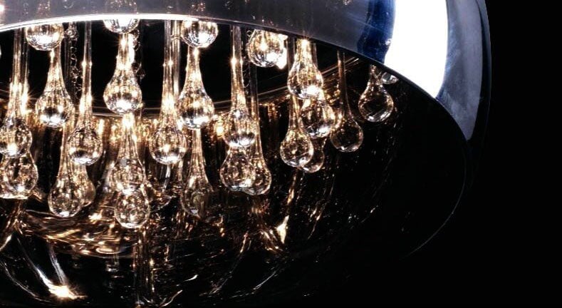 Modern Glass Shade Crystal 6-Light Chandelier - Elegant Lighting Fixture for Dining Room and Living Space
