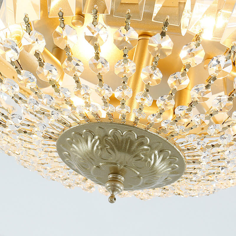 Vintage Round Crystal Flush Mount Ceiling Light 4/6 Light Fixture
