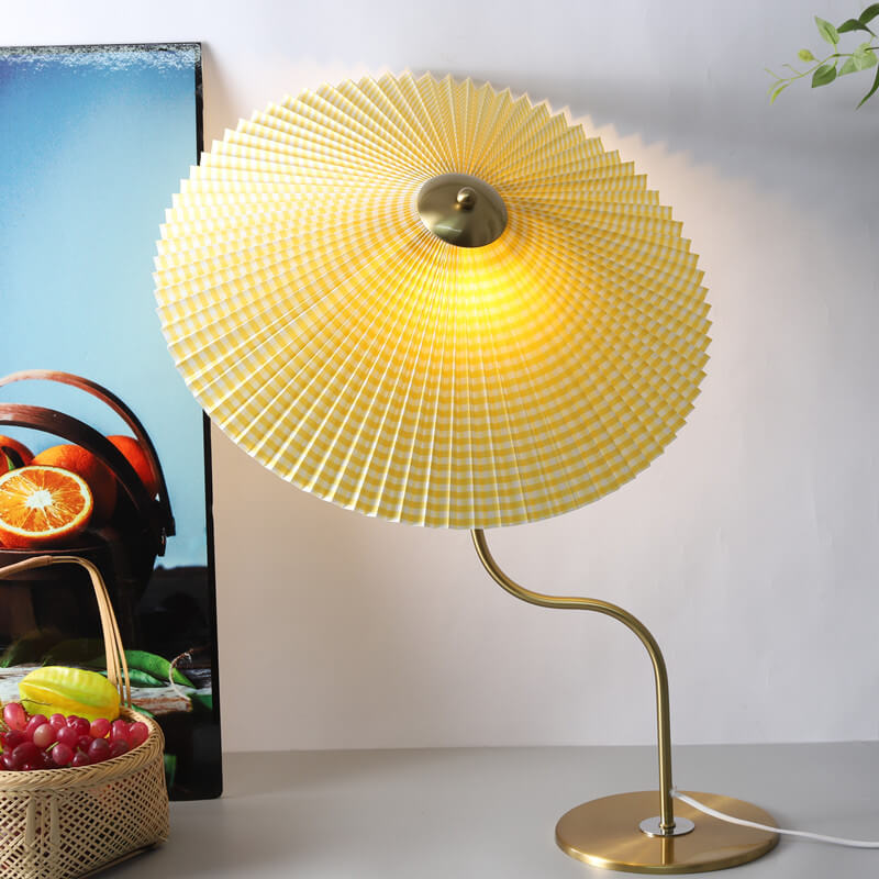 Retro Pleated Umbrella Table Lamp - 1-Light Decorative Accent Lamp