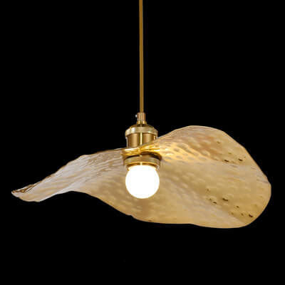 Modern Golden Bronze Lotus Leaf 1-Light Pendant Light