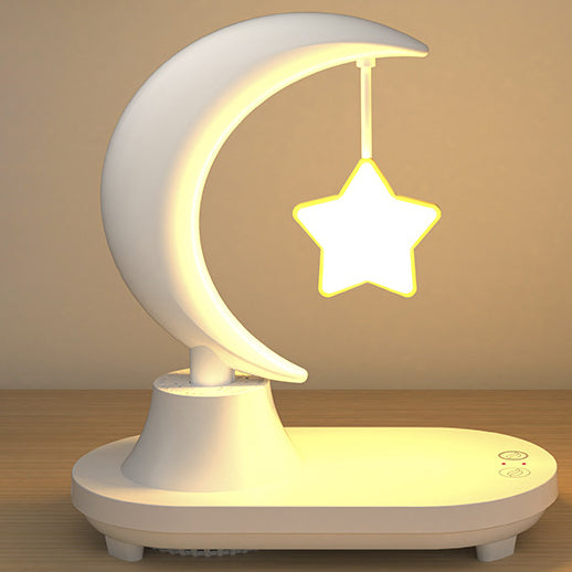 Modern Art Deco ABS Moon Shape Bluetooth Speaker Night Light LED Table Lamp - Wireless Design, USB Rechargeable, Touch Control, Ambient Lighting, Smart Home Décor, Music Player, Gift Idea for Bedroom, Living Room, Office, Kids Room
