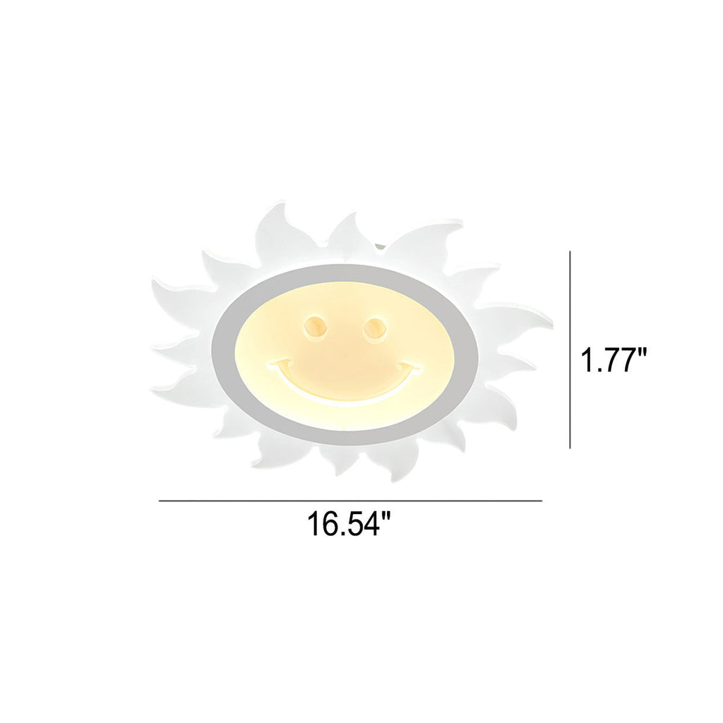 Creative Cartoon Smiley Sun LED Flush Mount Ceiling Light for Kids Room, Nursery, Playroom, Brighten Spaces, Fun Design, Energy-Efficient Lighting, Cute Sun Lamp, Decorative Ceiling Fixture, Childrens Room Decor, Unique Indoor Lighting Solutions