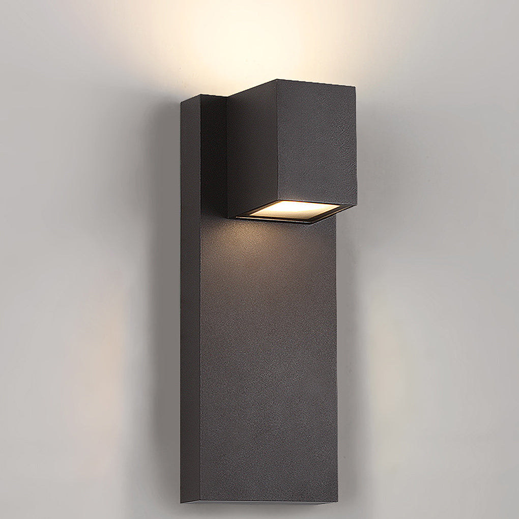 Square Waterproof LED Up and Down Wall Sconce - Modern Outdoor Lighting