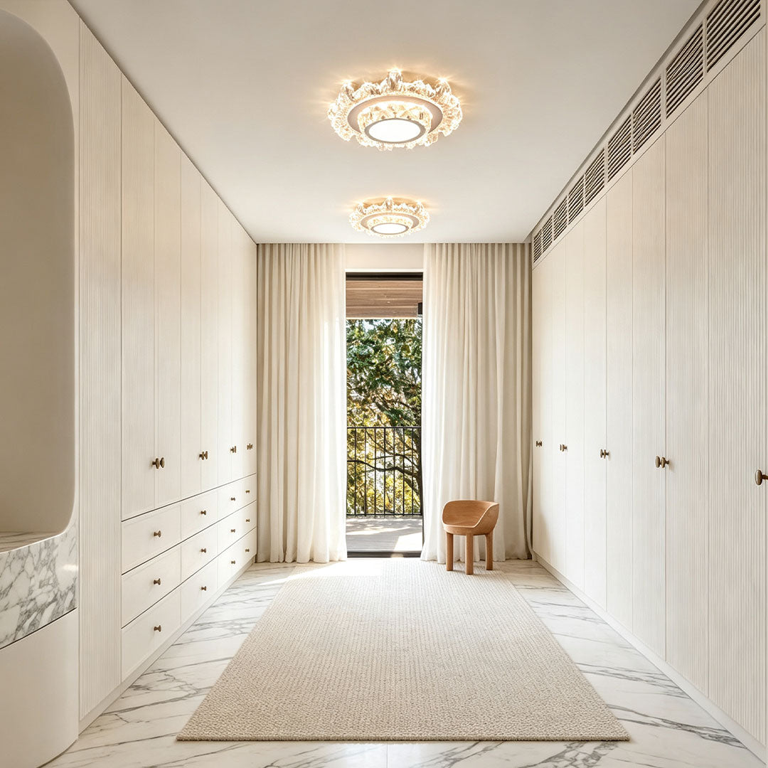 Modern White Flush Mount Crystal Ceiling Light