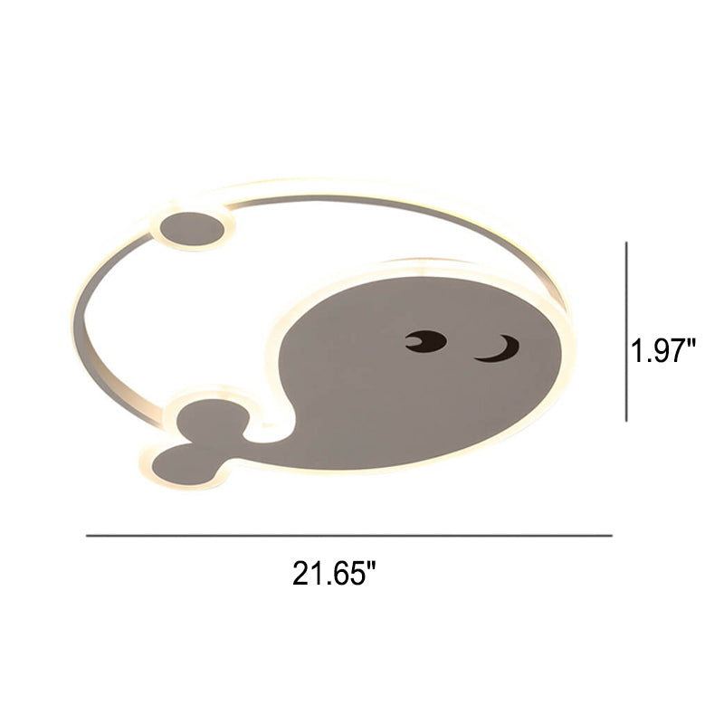 Creative Cartoon Dolphin Moon LED Kids Flush Mount Ceiling Light for Child’s Bedroom, Nursery Lighting, Whale Design Ceiling Fixture, Playful Ocean Theme, Adjustable Brightness, Energy-Efficient, Cute Kids Room Decor, Unique Playroom Lighting, Safe for Ki