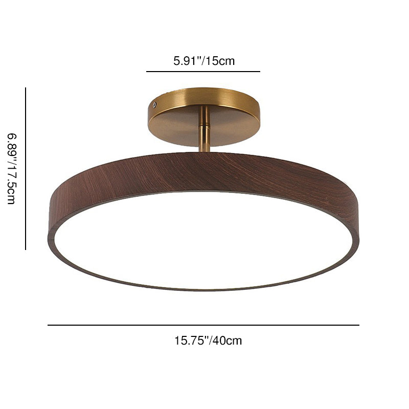 Contemporary Nordic Disc Iron PVC LED Semi-Flush Mount Ceiling Light for Bedroom