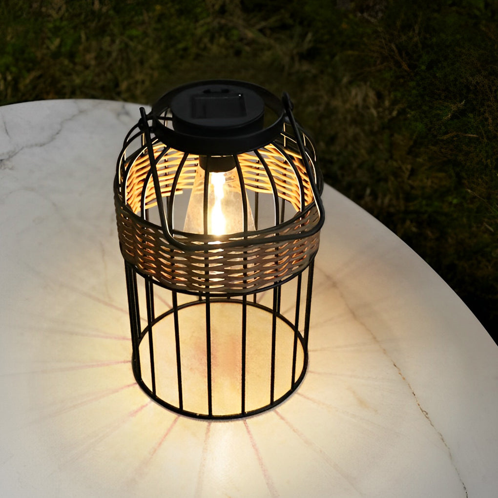 Portable Rattan Solar Night Light - Waterproof Intelligent Lantern