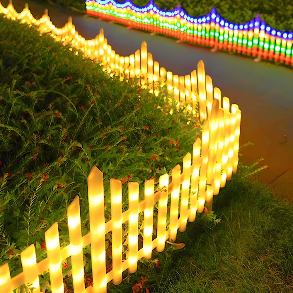 8-Pack Wave-Shaped Solar LED Garden Fence Lights for Christmas