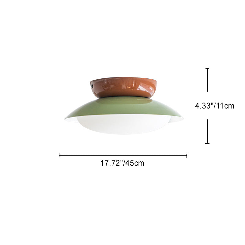 Contemporary Scandinavian LED Semi-Flush Mount Ceiling Light - Geometric Semicircle Shade for Living Room