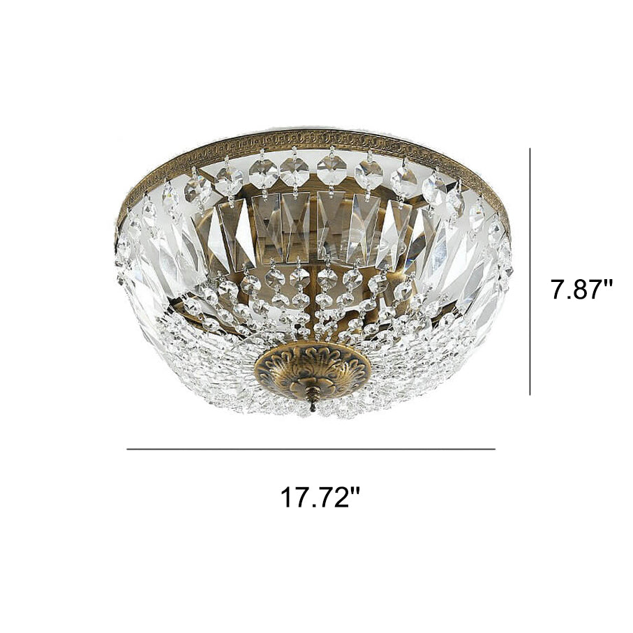 Vintage Round Crystal Flush Mount Ceiling Light 4/6 Light Fixture