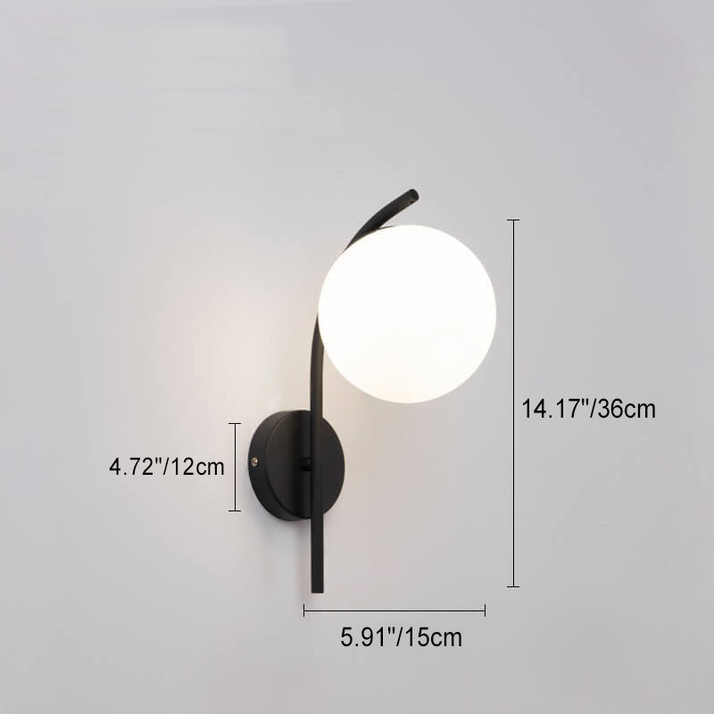 Nordic Arc Glass Globe Wall Sconce Lamp - Modern Lighting Fixture for Home Decor, Adjustable Wall Mount, Stylish Indoor Lighting, Scandinavian Design