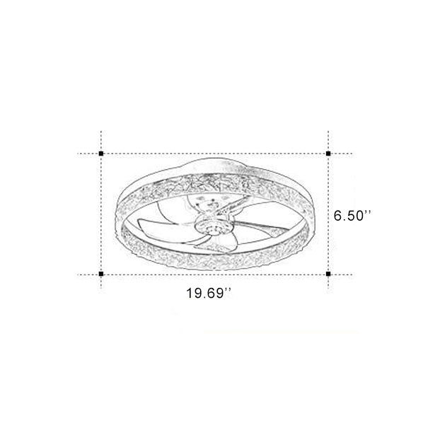 Modern Circle Ring LED Semi-Flush Mount Ceiling Fan Light Fixture