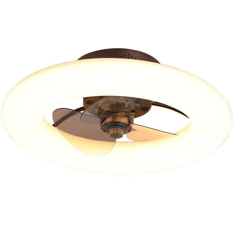 Modern Creative Circle LED Semi-Flush Mount Ceiling Fan Light - Stylish Home Lighting & Energy-Efficient Ceiling Fixture